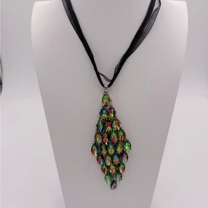 Multicolor Chandelier Style Pendant Statement Necklace